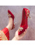 韵优利（yunyouli）主婚鞋新娘鞋冬季女红色高跟鞋2021年新款中式结婚鞋秀禾婚纱两穿 黄冠加绒酒红色(细跟5厘米) 38