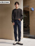 美特斯邦威直筒加绒牛仔裤男士冬季新款基础长裤舒适小直角裤 牛仔蓝黑 180/86A/XL