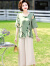 俞兆林（YUZHAOLIN）中老年女装 2022年新款春夏装短袖上衣妈妈装经典款式 绿色上衣 5XL(建议150-165斤)