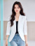 拉夏贝尔（La Chapelle）小西装外套女2024夏季新款七分袖韩版时尚小众通勤修身西服女上衣 白色 S