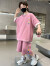 迪士尼（Disney）男童夏季套装2024新款儿童夏装短袖运动服薄款大童夏款帅气时髦潮 粉色 120cm