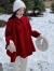 BMOI新年红高端双面羊绒大衣女小个子斗篷2023秋冬新款毛呢子加厚外套 红色 S 80-120斤