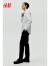 H&M男装易熨烫衬衫春季新款修身商务职业正装长袖上衣0976709 白色 175/108
