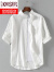 凯撒（KAISER）男士时尚亚麻短袖衬衫薄款夏季七分短袖休闲立领宽松免烫衬衣外套 白色 L