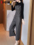 I·G·H高定品牌女装早秋2022年新款干练气质女装网红洋气时尚针织阔腿裤两装 深灰色 S