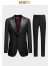 KEA男士西服套装商务缎面戗驳领单排扣修身新郎礼服双开衩西装 黑色-二件套 175/92A(48)