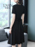 LNSN 潮牌黑色短袖连衣裙夏季新款女小黑裙正式场合收腰显瘦裙子 黑色短袖 S