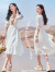 香影（xiangying）波西米亚民族风连衣裙女夏季2024新款米白收腰刺绣复古度假裙 米色 L