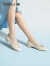 康莉（COMELY）单鞋女低跟秋季新头蝴蝶结真皮软底方头法式芭蕾舞鞋 米白色 38