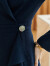 米思阳（missshine）2024春季新款时尚洋气连衣裙纯色西装领长袖修身中长裙2109 藏蓝色 S