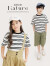 纯一良品（CUNYI）童装男童短袖T恤夏装新款中大童儿童经典黑白条纹上衣 黑白条 130cm