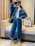 有品童话（yopin Toho）6-8-9-12岁女童套装春秋装新儿童时髦炸街薄款中大童牛仔两件套 蓝色 120码-建议身高110cm左右