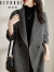 歌珀莱品牌女装羊毛大衣2023秋季新款小个子气质通勤外套女潮 小黑白格 S（90-110斤）