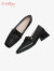 金利来（goldlion）女鞋一脚蹬方头中跟职业通勤鞋羊皮粗跟单鞋女G602310088黑色35