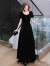塞德勒（SAIDELE）晚礼服裙黑色丝绒气质高端轻奢小众大气赫本风年会艺考女冬 黑色 M (建议96-105斤)