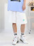 Genanx闪电潮牌五分短裤拼色条logo贴标高腰纯棉运动休闲裤衣多穿夏季 白色 XL