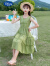 迪士尼（Disney）女童连衣裙夏季2024新款韩版儿童裙子童装女孩网红公主裙夏装薄款 #2151绿色 110cm