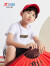 特步（XTEP）儿童童装男童中大童舒适运动印花短袖针织衫 珍珠白 170cm