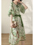 拉夏贝尔（La Chapelle）连衣裙女2023夏季新款气质通勤荷叶边系带撞色显瘦休闲中长款裙子 绿色 XL