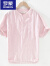 罗蒙（ROMON）男士亚麻料短袖T恤夏季潮流竖条纹半袖中袖棉麻T恤男装麻布上衣服 1705粉红色 M