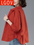 LGOV棉衬衫女长袖2023年春秋季新款中年妈装上衣服宽松薄款衬衣 黑色 M (120斤内)