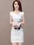 京霆醋酸改良版新中式旗袍原单连衣裙夏装年女修身复古印花小个子包臀 白色 XL 108-122斤