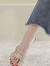 大东 DUSTO透明水晶粗跟凉鞋女2024年夏季高跟仙女风配裙子一字拖鞋外穿 米白色 35