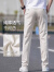 罗蒙休闲裤男夏季新款纯色直筒修身裤子男百搭宽松弹力男装长裤 987米白色 28