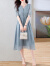 单蜜（Danmi）短袖雪纺连衣裙女装2024年夏季新款时尚中长款法式小个子夏天裙子 蓝色 M