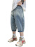 迪士尼（Disney）男童夏装牛仔七分裤夏款中大童2024新款儿童装印花男孩中裤子薄款 蓝色 150cm