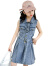 迪士尼（Disney）女童夏季裙子2024新款儿童装夏装中大童连衣裙女孩无袖牛仔裙公主 浅蓝色 160cm