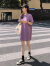 素羽轻罗 小个子矮休闲学生学院风连衣裙女2022年夏季新款直筒显瘦裙子女 紫色 S