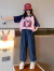 迪士尼（Disney）女大童夏装短袖套装洋气2024新款韩版时髦休闲女孩夏季运动两件套 粉色 130cm