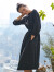 斯琴（siqin）2023春季新品女纯棉黑色立领单排扣七分袖连衣裙 BCCQ00302 黑色 M