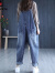 AEMAPE背带牛仔裤女2024春秋季新款女装时尚显瘦减龄小个 蓝色-纽扣款  XL_建议155-170斤
