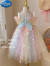 迪士尼（Disney）夏季韩系网红彩虹蝴蝶结裙子超仙2024新款洋气甜美吊带公主裙子潮 彩色 130cm