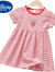 迪士尼（Disney）宝宝连衣裙夏季薄款女童t恤婴儿条纹洋气弹力3儿童纯棉短袖公主裙 粉红色 100码建议身高81-90cm2-3岁