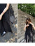 ZhvninthelloooEat 韩版显瘦设计感背心连衣裙2023夏纯色ins中长款A字裙 蓝色 XS