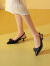 哈森包头凉鞋女2024夏季新款专柜同款羊皮气质尖头女鞋HM242509 黑色 35