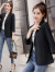 浪莎小西服外套女短款年夏薄款韩版洋气修身小个子七分袖上衣西服 黑色 L 100-120斤
