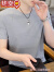 踏司红【特·价】冰丝圆领短袖T恤男士夏季新款时尚修身纯色休闲百搭半 6746-蓝色 M
