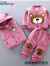 迪士尼（Disney）男女宝宝秋冬装加绒加厚卫衣套装一周岁婴儿衣服棉衣三件套棉衣 加厚绒毛小熊三件套粉色 80cm