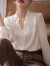 时尚穿搭IEF/愛依服 白色真丝上衣女设计感小众早秋新款九分袖法式拼接衬衫桑蚕丝衬衣 白色 XL