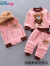 迪士尼（Disney）男女宝宝秋冬装加绒加厚卫衣套装一周岁婴儿衣服棉衣三件套棉衣 加厚小猫三件套粉色 90cm