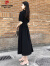 皮尔卡丹（pierre cardin）法式衬衫连衣裙女夏2024年新款赫本风黑色收腰显瘦气质雪纺长裙子 黑色 短袖 S