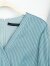ROEYSHOUSE罗衣气质条纹收腰连衣裙2024春装新款法式肌理感度假中长裙10101 青蓝色 S