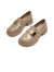 红蜻蜓时尚乐福鞋新款一脚蹬小皮鞋法式粗跟女单鞋WFB33020 裸色 39
