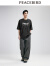 【ZOLA联名】太平鸟男装T恤夏季潮流满印短袖宽松休闲时尚 黑色第一批（阔型） XL