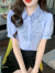 啄木鸟品牌女装夏季新款短袖衬衫气质国风刺绣泡泡袖翻领衬衣小个子上衣 白色 S