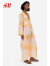 H&M女装裙子春季法式灯笼袖复古系带V领连衣裙长裙1175864 浅橙色/图案 160/88